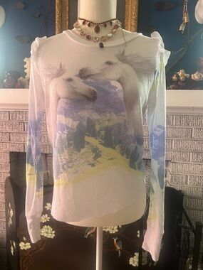 Wildfox Wild Horses Ruffled Thermal White